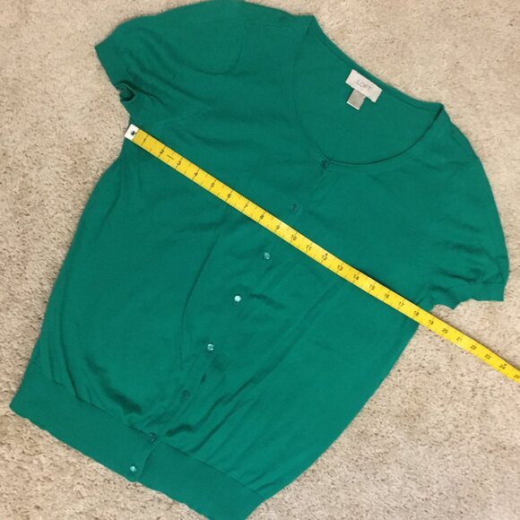 Preppy Short Sleeve Kelly Green Cotton Button Up Cardigan + Cami - Picture 9 of 16